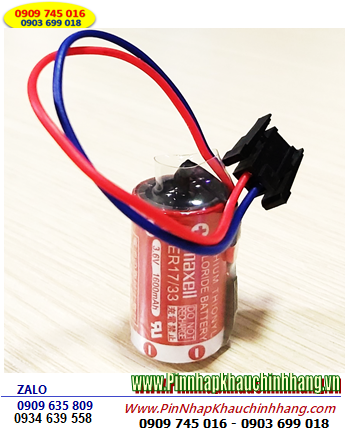 Maxell ER17/33 (Zắc đen Mitsu); Pin nuôi nguồn PLC Maxell ER17/33 lithium 3.6v 2/3A 1600mAh _Xuất xứ Nhật